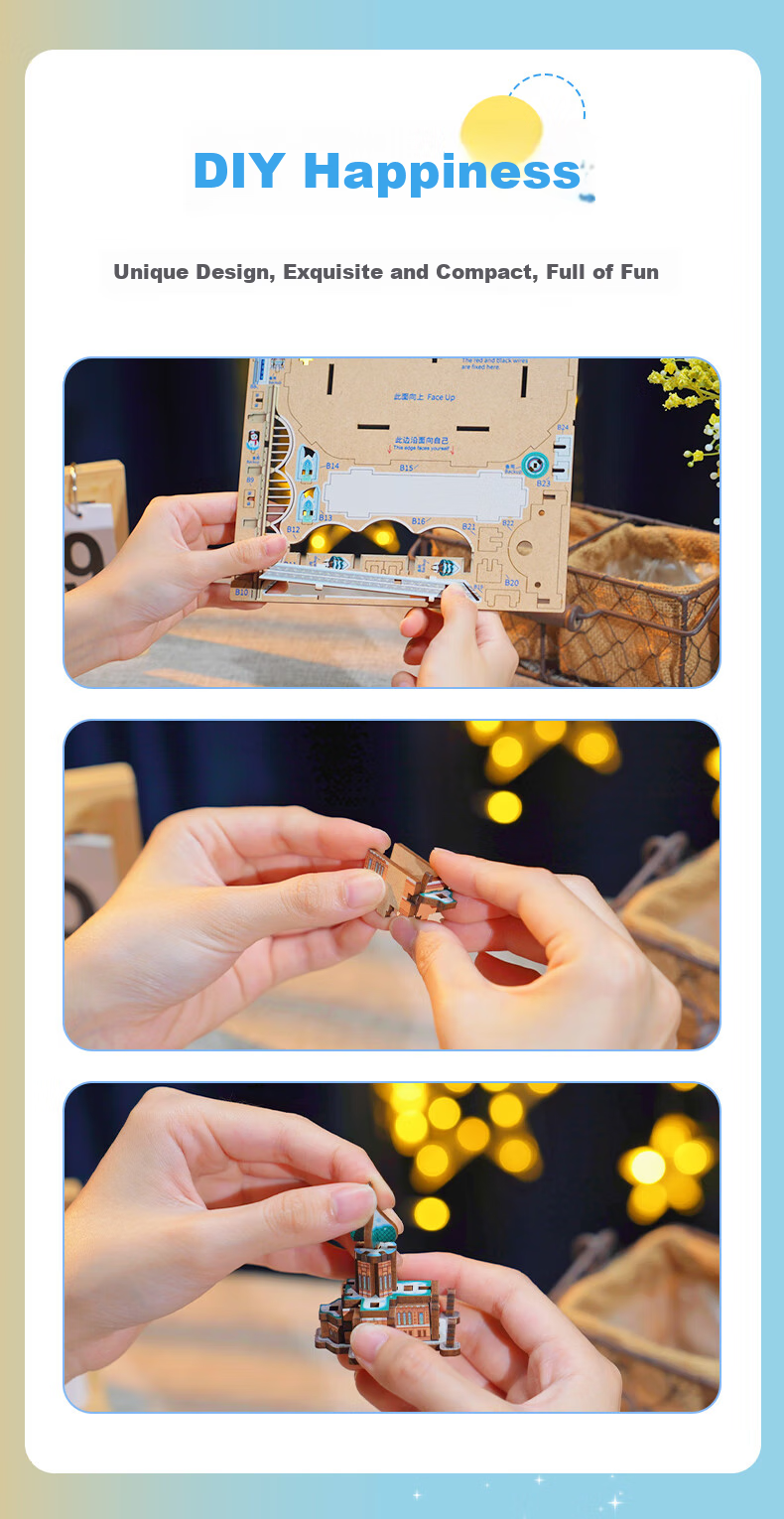 Tongqu Yunping Lewu Music Box Building Block Toy, Assembly Electric 3D Adult Puzzle Model Ornament, Birthday Gift 10