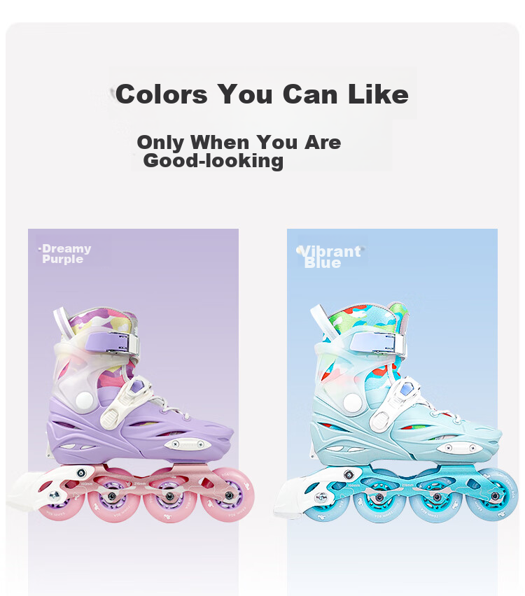 COUGAR Roller Skates for Children, Adjustable Boys And Girls Set, Inline Skates Professional Flat Roller Skates MZS321 Dream 18