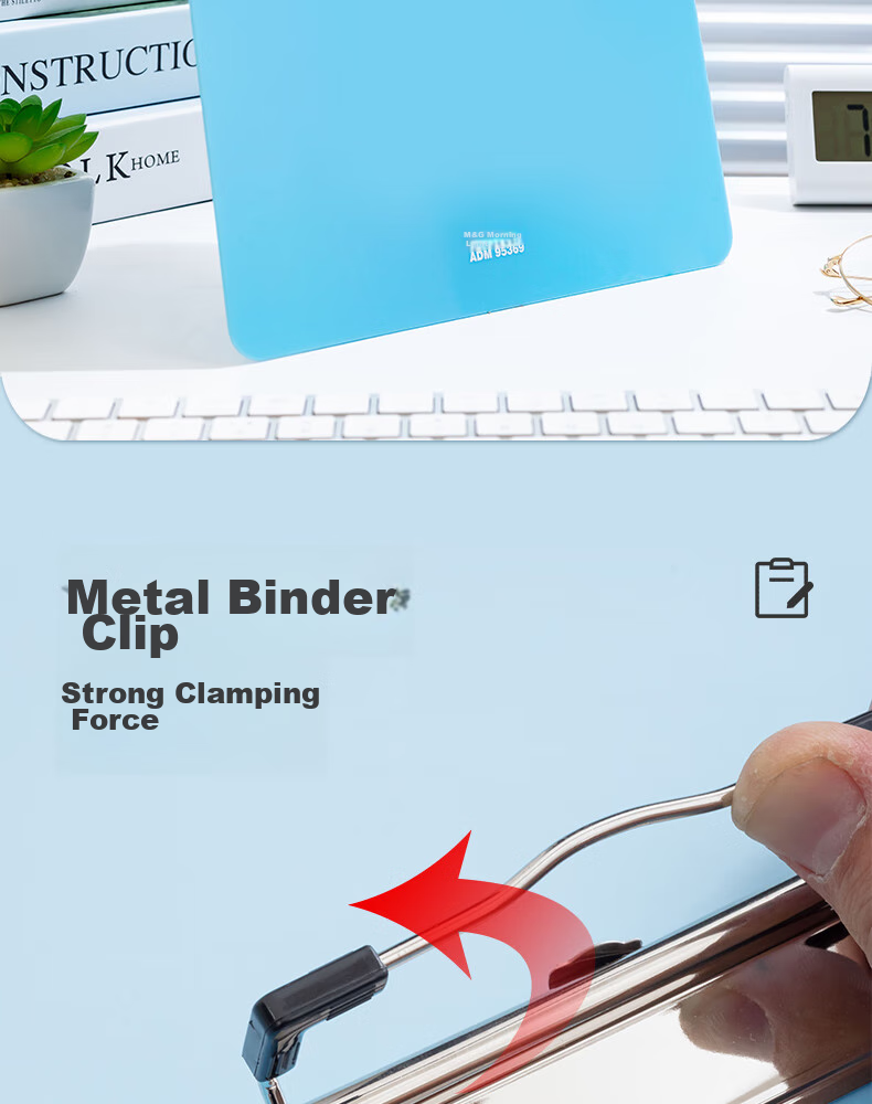 M&G Stationery, A4 Blue Portable Vertical Writing Clipboard, Memo Pad File Folder Clipboard, Single Pack ADM95106 1