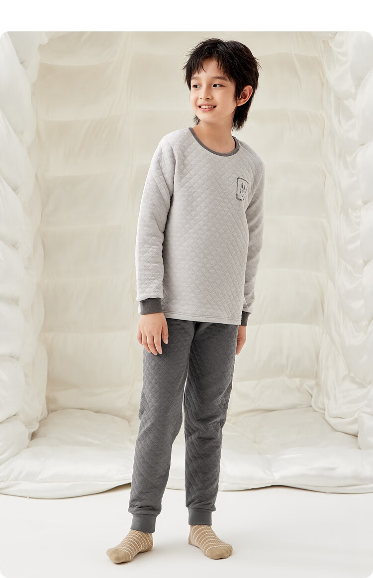 BALABALA Children's Thermal Underwear Set, Winter Thickened Padded Boys' Comfortable Autumn Clothes And Pants, Baby Base Layer Sleepwear 17