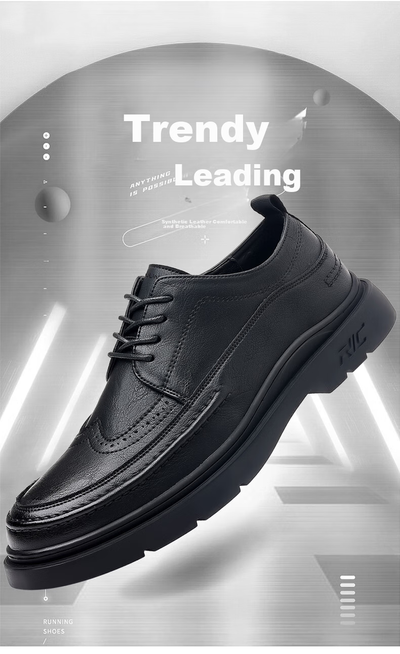 MULINSEN Men's Shoes, Business Casual Leather Shoes, British Brogue Versatile Soft-Soled Work Trendy Shoes, 7263 1