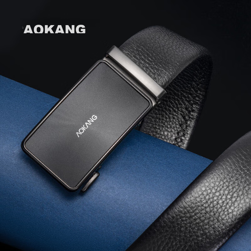Aokang Men's Automatic Buckle Belt, Top-Grain Leather, Business Trouser Belt, Birthday Gift for Husband
