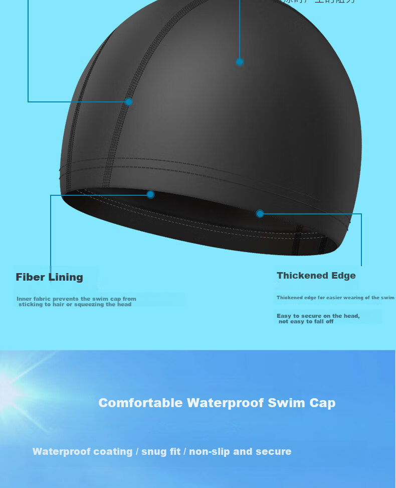 DK Swimming Cap, Comfortable Breathable Quick-Drying Swim Cap with Waterproof Coating, High Elasticity Non-Binding Adult Swimming Training Equipment 4