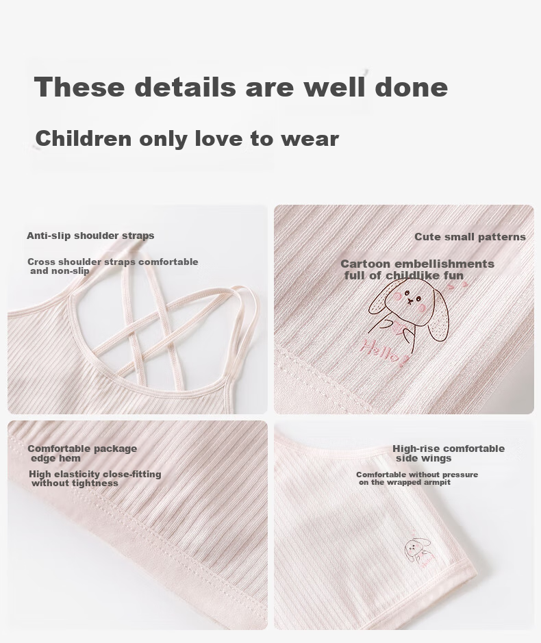 LangSha Girls' Modal Developmental Underwear First Stage Elementary School Children's Camisole Girls' Spaghetti Strap Bra 10