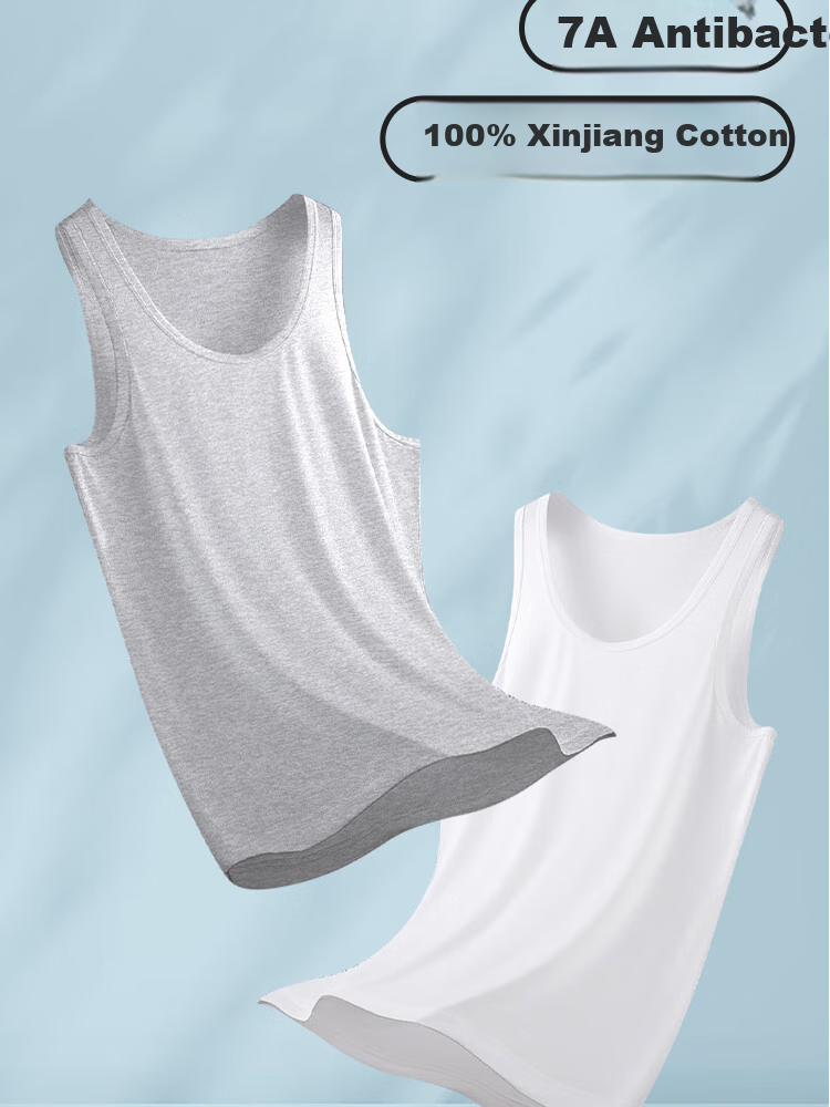 MiiOW 10A Antibacterial Men's Tank Top, Pure Cotton, New Style for 2026, Large Size, Loose-Fitting Sleeveless T-Shirt, Vest, Hurdle Tank Top for Me 2