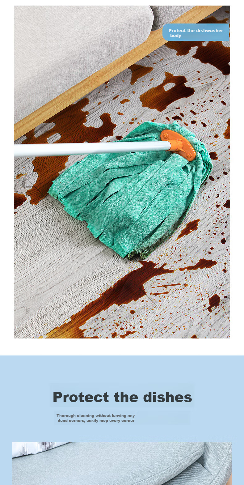 CHAHUA Mop Cleaning Cloth, Ultra-Fine Fiber, Absorbent, Wringer Cloth, Mop Head, Floor Cleaning Tool, Green * 2