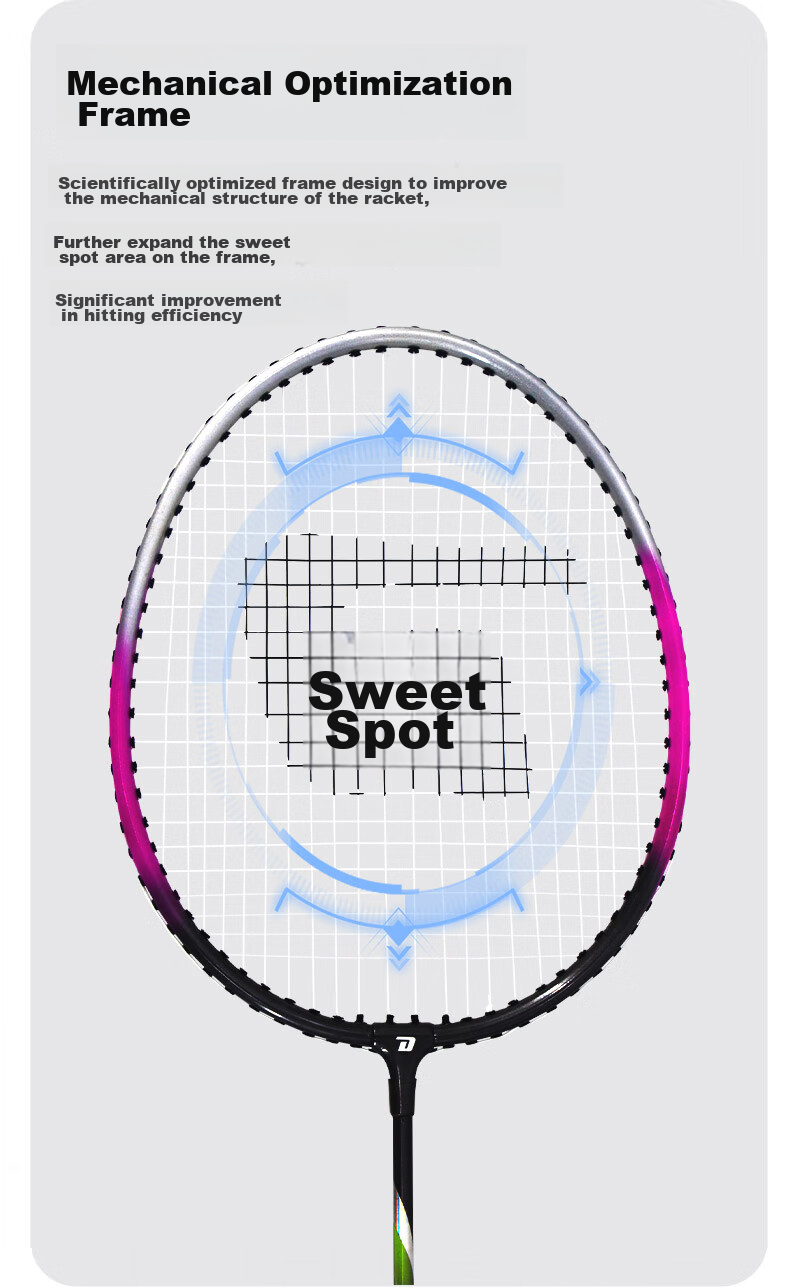 DHS Badminton Racket Set with Shuttlecocks for Training And Competition, Adult And Children's Student Anti-Wear Rackets, 2 Pairs of Rackets 4