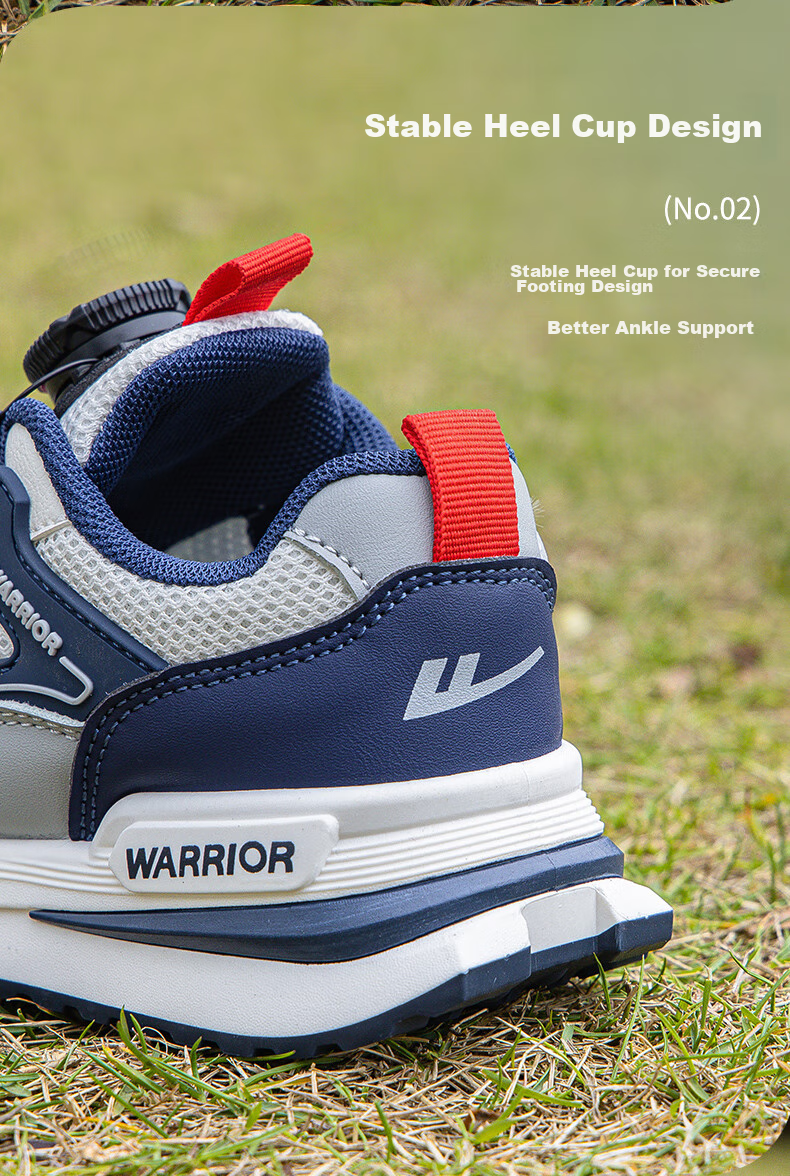 Warrior Children's Sports Shoes, Boys' And Girls' Running Shoes for Spring And Autumn, WZ(CL)-0503, Beige/navy Blue/gray, Size 33 4