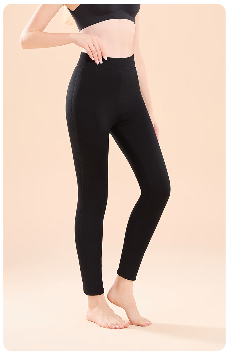 Tiancan Women's Thermal Pants, Autumn And Winter New Product, Fleece-Lined Thick Wool Silk Knee Protection Leggings, Cold-Proof Base Layer Pants, Light Gray, 2XL 12
