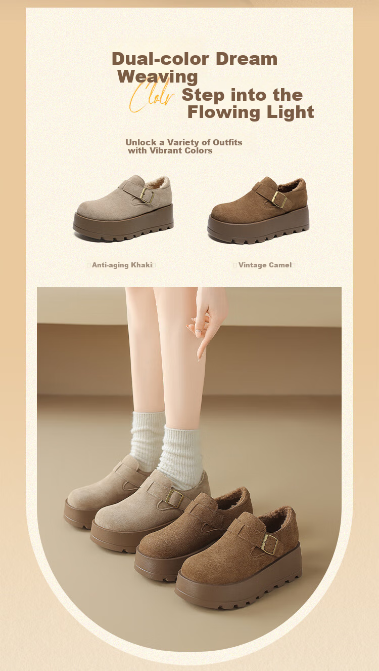 ZHR Women's Winter Cotton Shoes with Fleece Lining Thick Sole Warm Birkenstock Style Non-Slip Snow Boots KY55B Camel Color Size 40 9