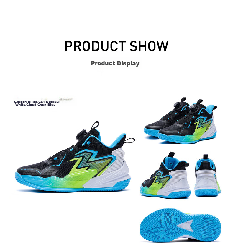 361° Children's Basketball Shoes, 2024 Fall/winter Youth All-Round Performance Quick-Rebound Technology Basketball Shoes, Blue, Size 39 22