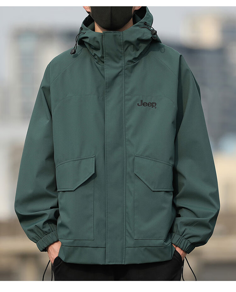 JEEP Men's Jacket, Spring And Autumn Outerwear, Loose Casual Workwear, Windbreaker for Men And Women, Couples' Clothing, Black, Size S 21