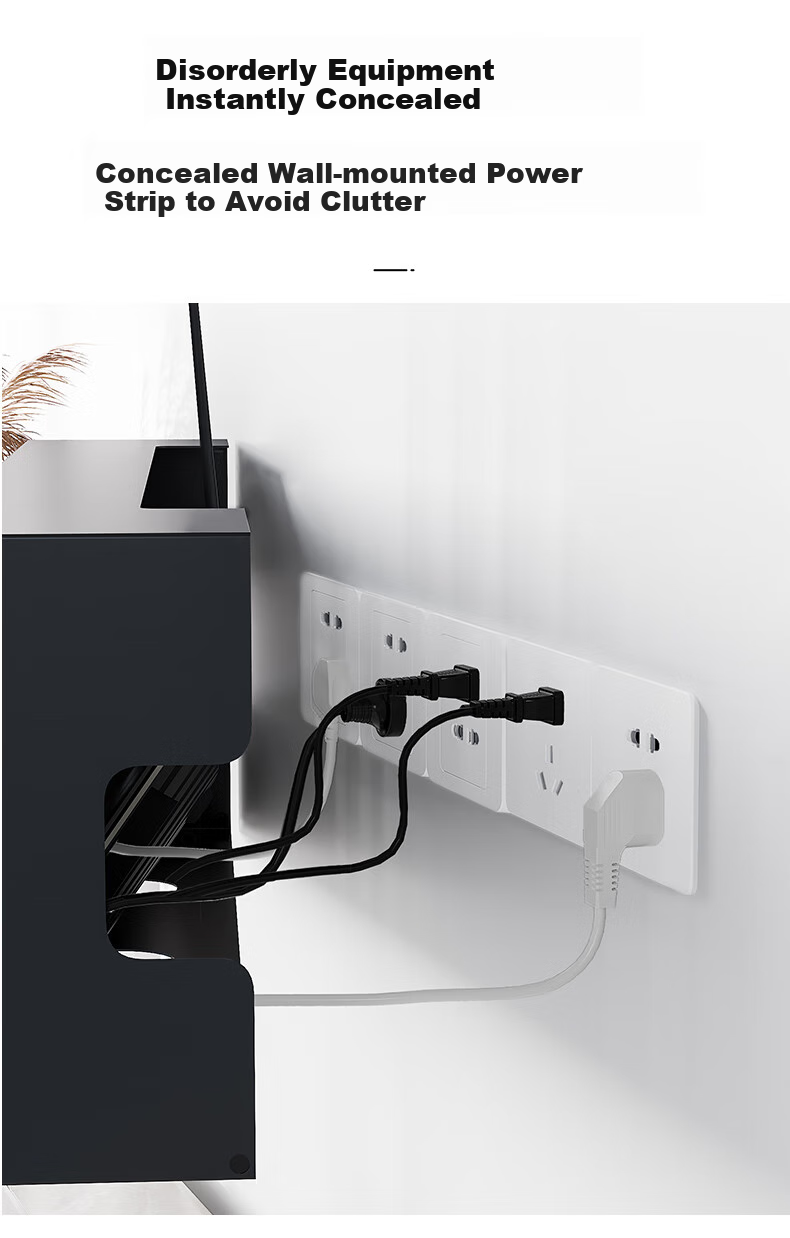 Shuranjia Router Storage Box, Wireless WiFi TV Set-Top Box Shelf, Carbon Steel Black, Size 06 4