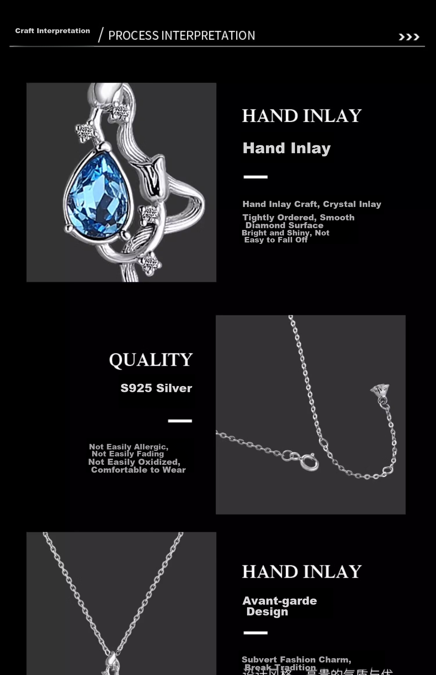 Eternelle French Eternal Rose Necklace, Luxurious And Niche Pure Silver Collarbone Chain for Women, Elegant Birthday Gift, Crystal Blue 7