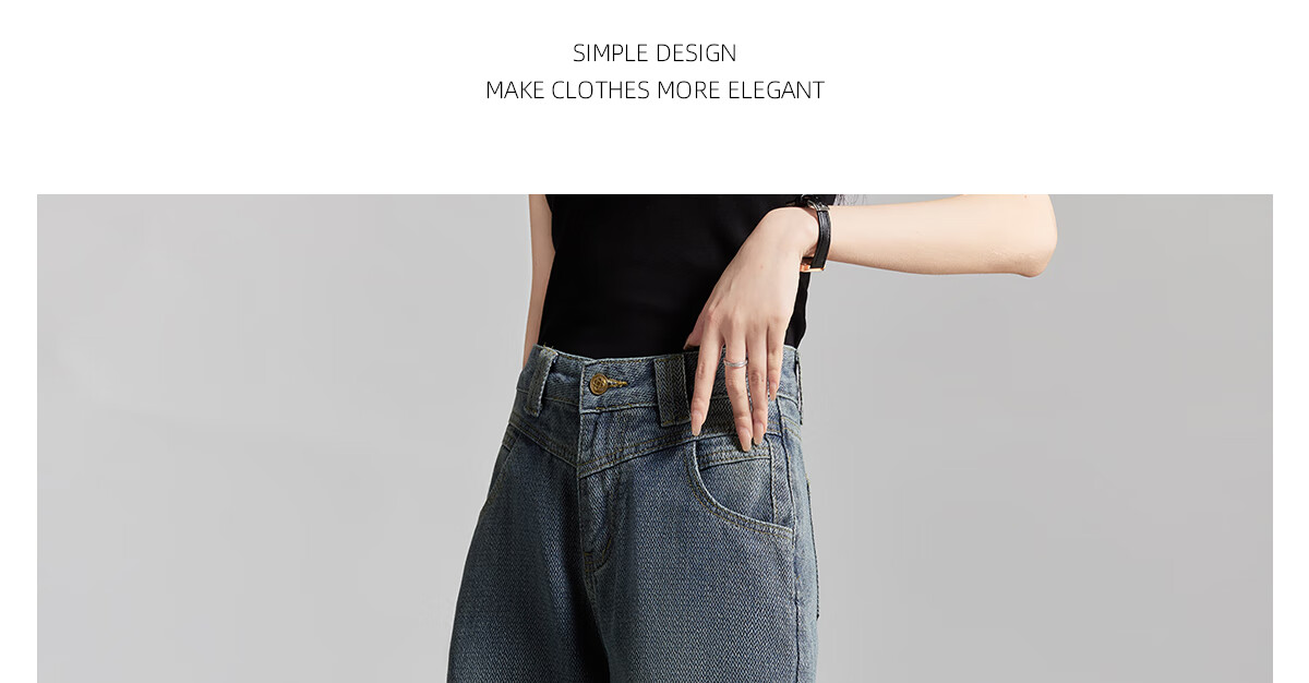 PinCai High-Waisted Jeans for Women, Loose Wide-Leg Pants, Slimming Floor-Length Straight Trousers, Fashionable Versatile Long Pants P13QN1907 22