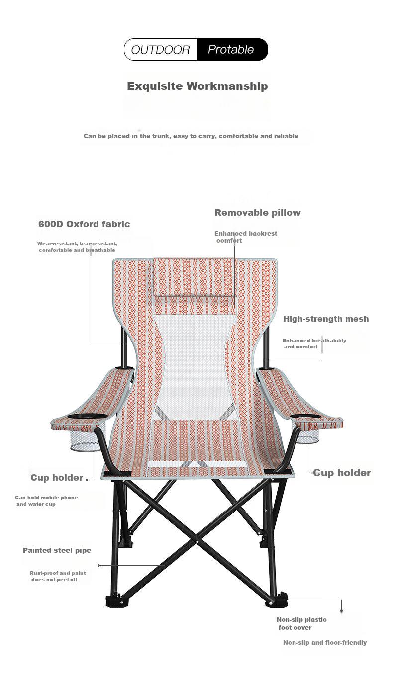 V-CAMP Moon Chair Outdoor Folding Chair Camping Chair Portable Thickened High Backrest Picnic Beach Fishing Chair 6