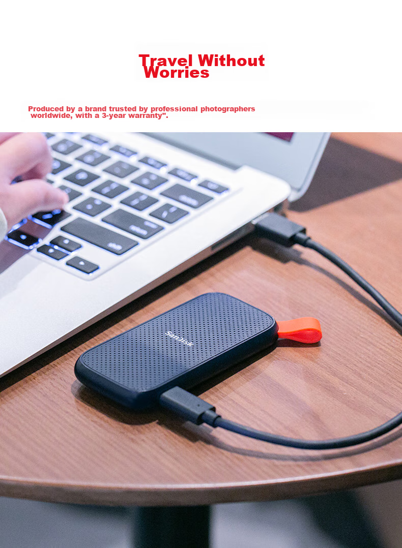 SanDisk 2TB Type-C USB3.2 Portable Solid State Drive (PSSD) E30 High-Speed, Mobile SSD, Read Speed 800MB/s, Compatible with Phones And Laptops 5