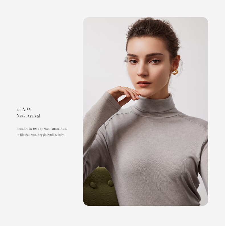 Navigare Women's Turtleneck Slim-Fit Base Layer, High-Elastic Solid Color Long-Sleeve Top 2335084501 47