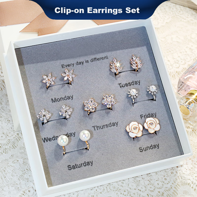 Dairuo No-earhole Ear Clips for Women, One-Week Ear Rings, Niche Simple Elegant Slimming Versatile Practical Birthday Gift for Girlfriend