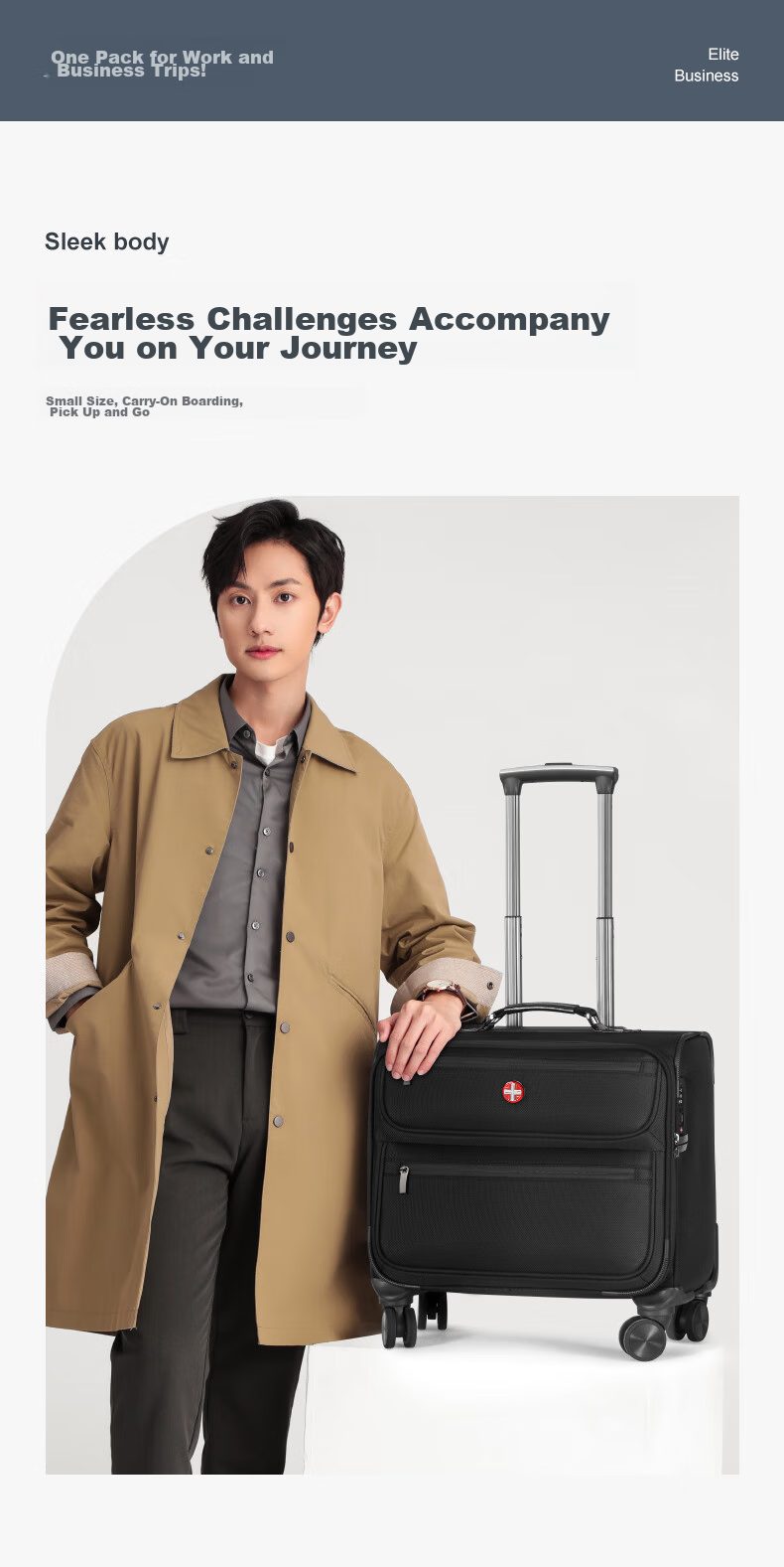 CROSSGEAR Swiss Military Knife Men's Short Trip Travel Trolley Suitcase, 16-Inch Password Business Trip Small Canvas Carry-On Luggage 4