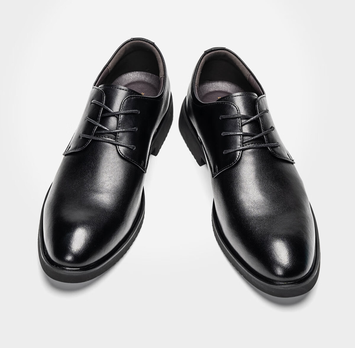 Huili Leather Shoes for Men, Business Casual Shoes, Fashionable Versatile Wedding Groom Formal Derby Shoes, Black (Height-Increasing), Size 38 5