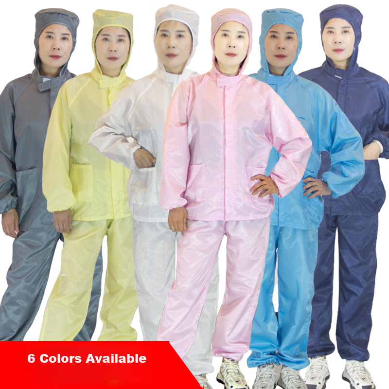 Zhierkang Antistatic Cleanroom Suit, Split Hooded Dust-Proof Coverall for Men And Women, Pink 3XL, Clean Room Garment, Dust-Free Suit, Paint Spray Workwear 2
