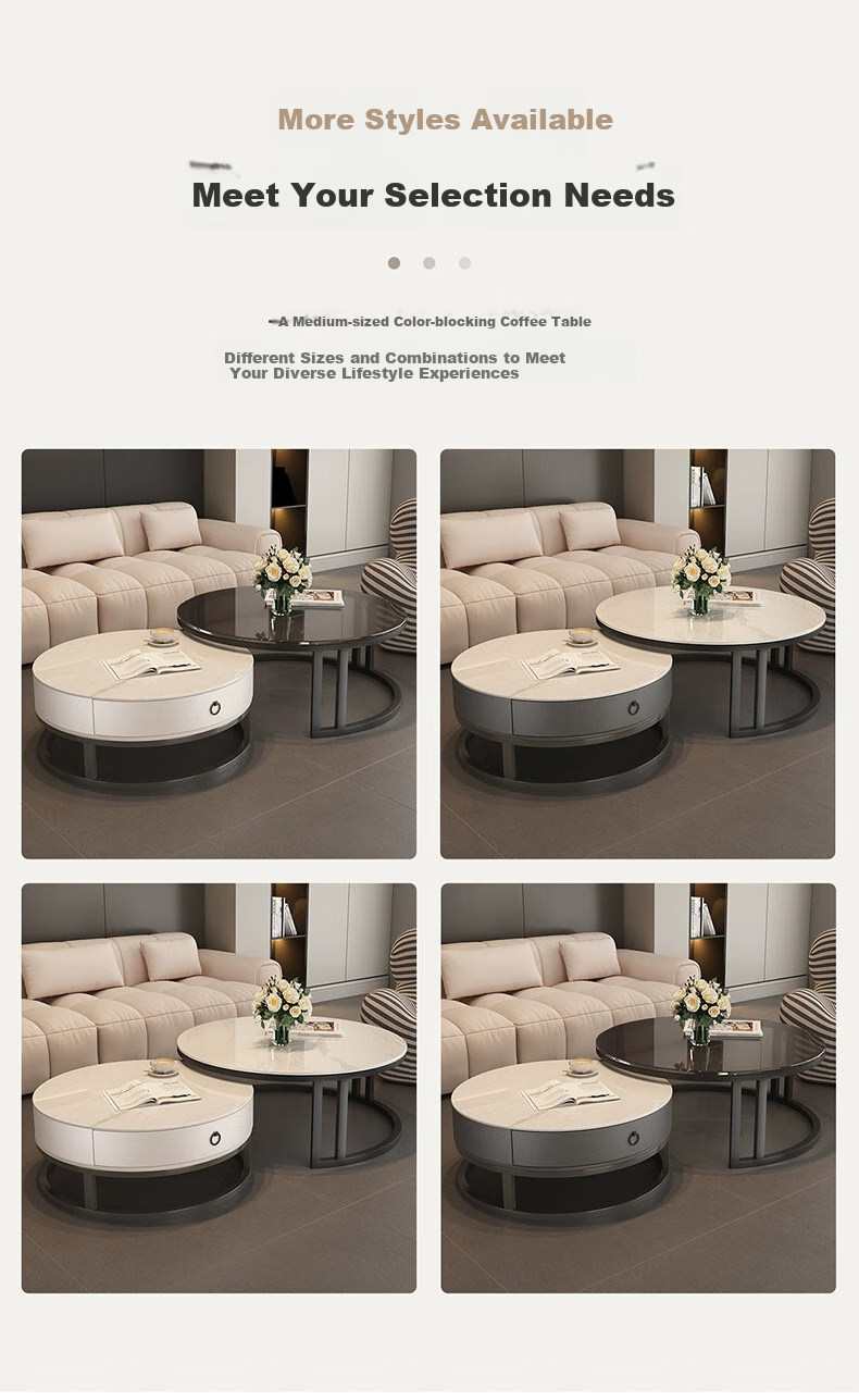 Qianxihuafu Coffee Table, Living Room Luxury High-End Feel, 2026 New Model, Rock Slab Coffee Table, Small Apartment Home Use, Gray 60cm, White 80cm, White 17