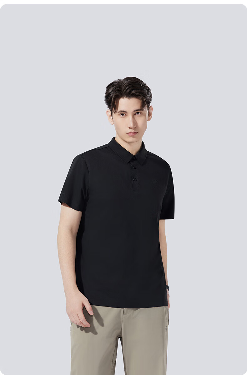 TECTOP Outdoor Short-Sleeve Polo Shirt for Men, Breathable Sports Undershirt, Casual T-Shirt 2422175TX Men's Classic Black M 4