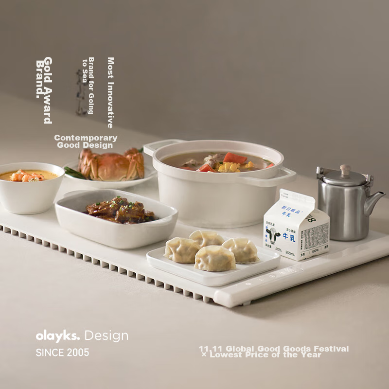 Olayks Instant Hot Plate, Food Warmer Plate, Flexible Folding Dining Table Heating Pad, Rollable Electric