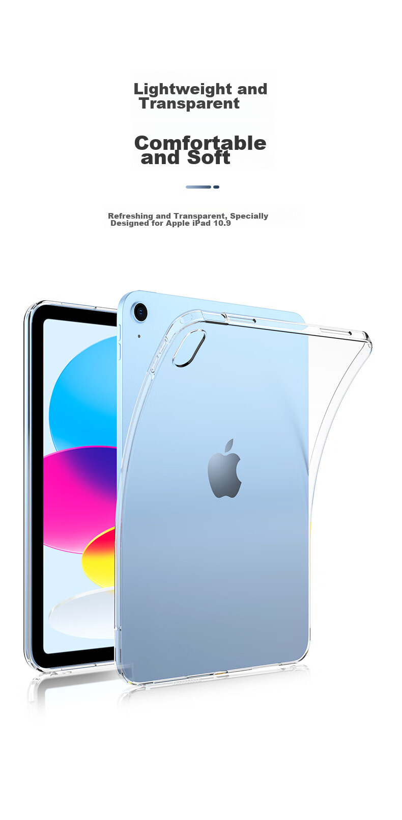 BIAZE IPad 11/10 Case Compatible with 2025/22 A16 Chip Apple Tablet, 11-Inch Protective Cover, TPU Material, Transparent, Slim, Shockproof PB365-Transparent White 2