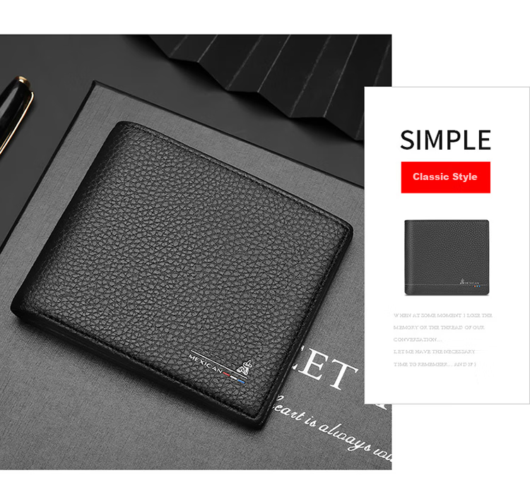 MEXICAN Genuine Top-Grain Leather Horizontal Business Short Wallet, Fashionable Multi-Card Slots Money Clip, Birthday Gift for Me 3