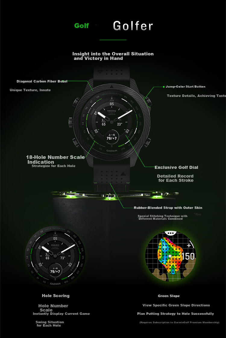GARMIN MARQ2 Athlete Gen 2 Carbon Fiber High-End Business Outdoor Trail Smart Sports Watch 9