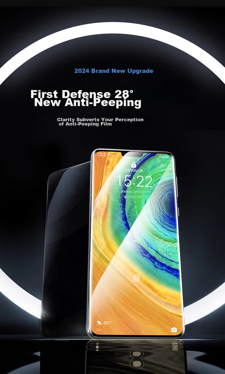 DIVI [28° True Privacy] Privacy Screen Protector for Huawei Mate30, Hydrogel Film, Anti-Peeping Full Coverage Non-Tempered Glass Film, Shatterproof, Scratch-Resistant, Dust-Proof Protective Film 6