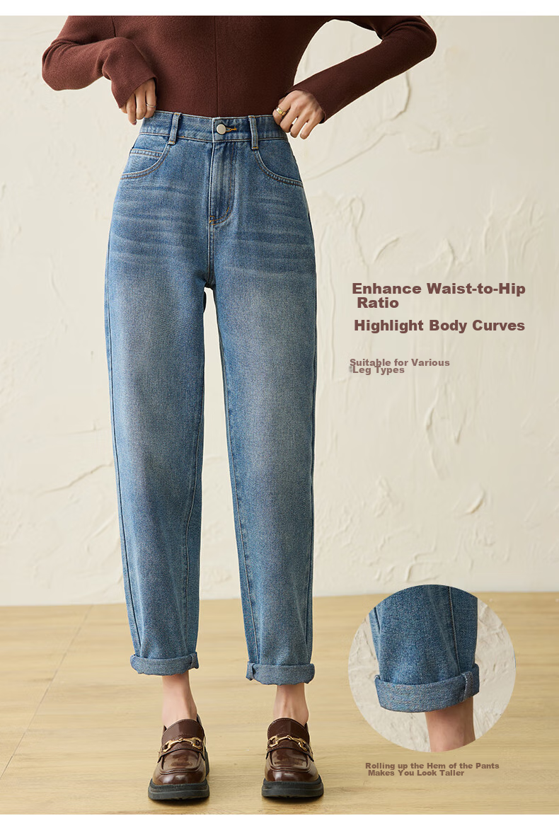 LangSha [New Retro Moisture-Wicking] Women's Jeans, Spring And Autumn New Style, High-Waisted Straight-Leg Cropped Tapered Harem Pants 7