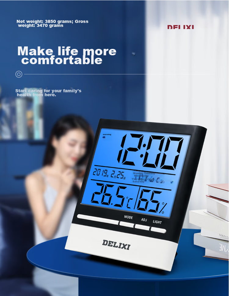 DELIXI ELECTRIC Thermometer, Indoor Home Use, High Precision, Backlit Electronic Digital Display, Temperature And Humidity Dual-Use, for Baby Room And Office 4