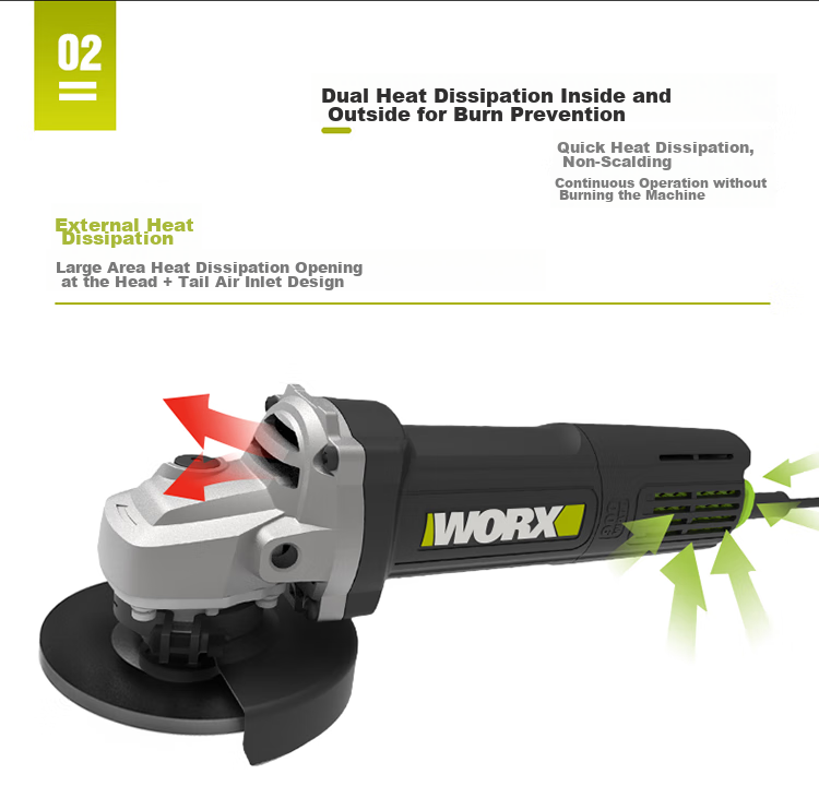 WORX 900W Angle Grinder WU900S Cutting Machine Polisher Slotting Machine Hand Grinder Grinding Wheel Sander 7
