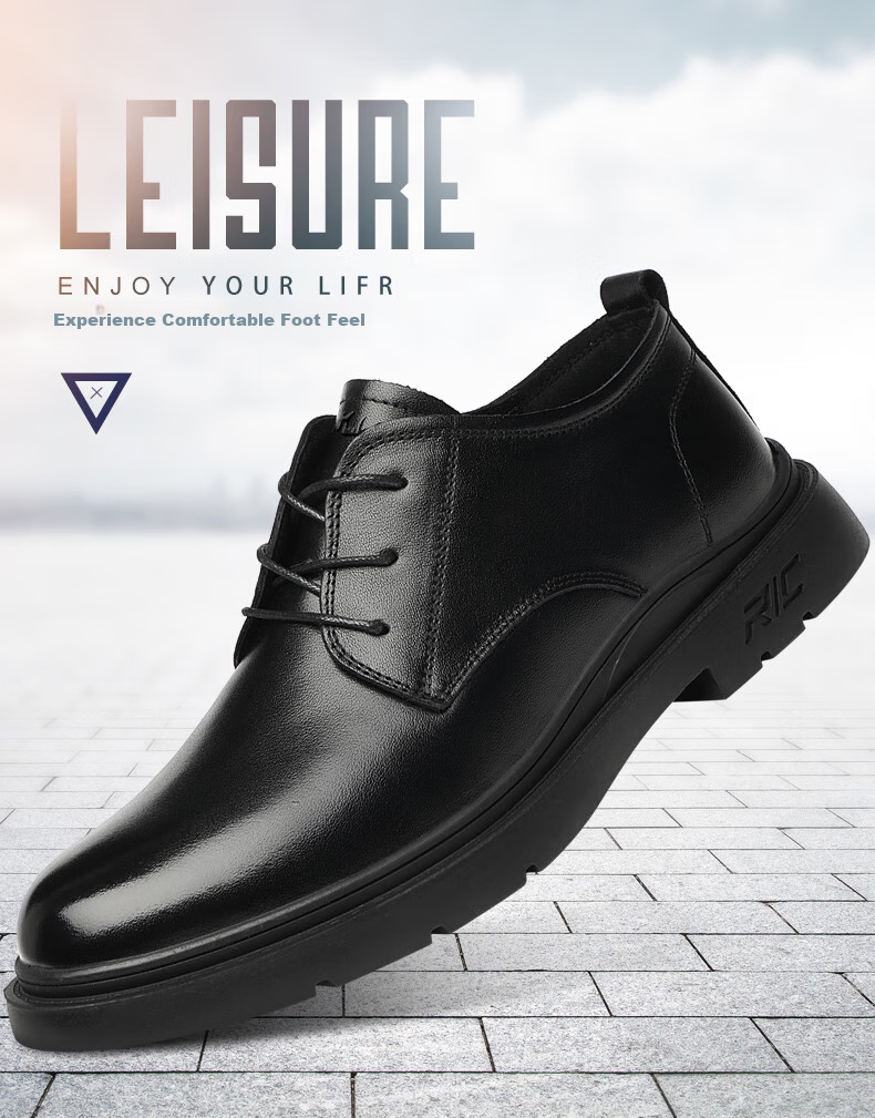 MULINSEN Men's Shoes, Top-Grain Leather, Formal Business Shoes, Breathable Soft-Soled Men's Leather Shoes, FP223220 2