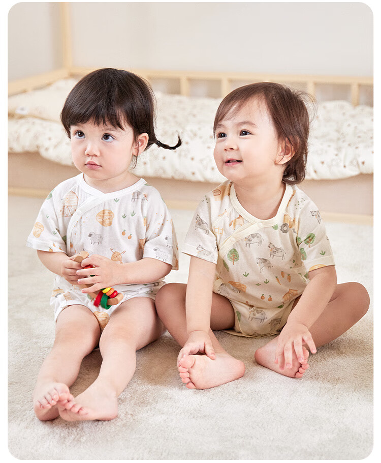 Wismorni Infant Short-Sleeve Bodysuit, Summer Thin Style, Baby Romper, Triangle Onesie, Summer Sleepwear 10