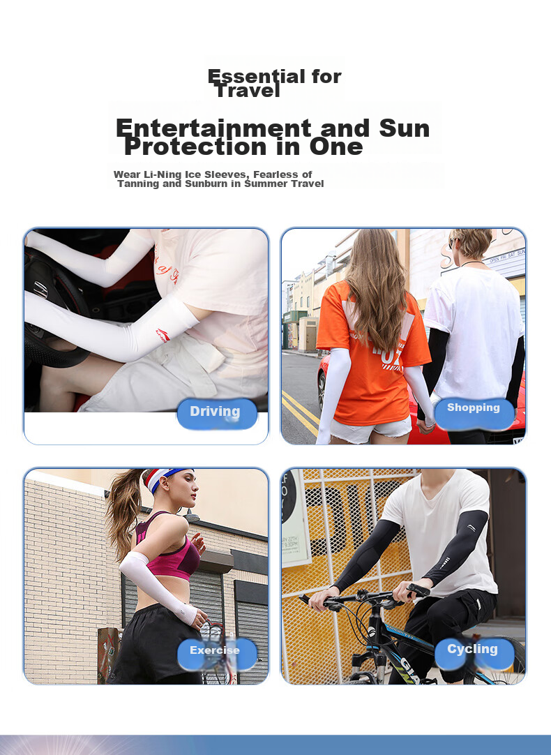 Li-Ning Ice Silk Cooling Arm Sleeves for Men And Women, Sun Protection Arm Covers for Summer Cycling Fishing Driving, UV Protection Cool Arm Guards 4