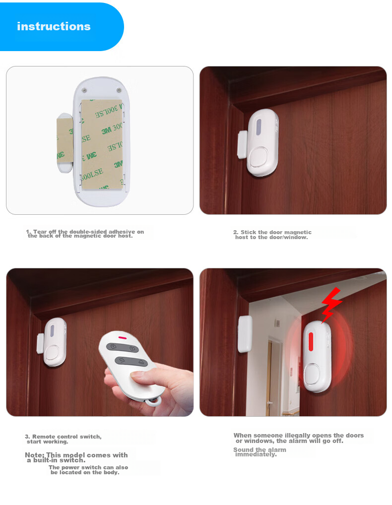 LFang KR-D2 Door Magnetic Alarm, Anti-Theft Alarm for Doors And Windows, Home And Shop Use, Wireless Remote Control Anti-Theft Device for Doors And Windows 24