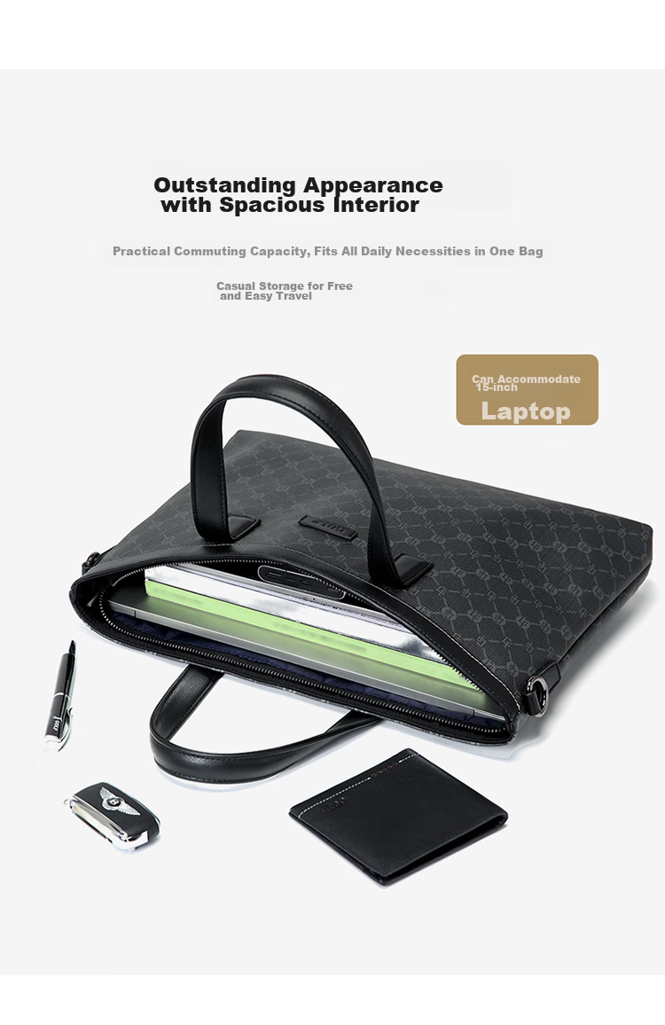 GOLF Business Briefcase for Men, Large Capacity Handbag, 15-Inch Laptop Bag, Horizontal Style Briefcase, Shoulder Crossbody Bag 5