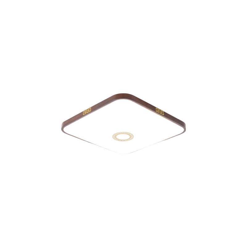 NVC LED New Chinese-Style Simple Living Room Bedroom Dining Room Solid Wood Lamp, Vintage Style Three-Color Dimming, Muji Square 36W