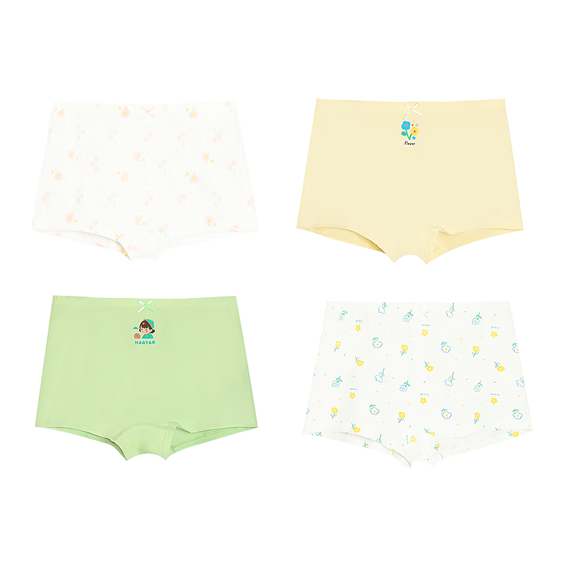 Hodohome Children's Underwear, Girls' Cotton Spandex 3A Grade Antibacterial Crotch Boyshorts, for Older Children, No Wedgie Bottom Shorts, 312 165