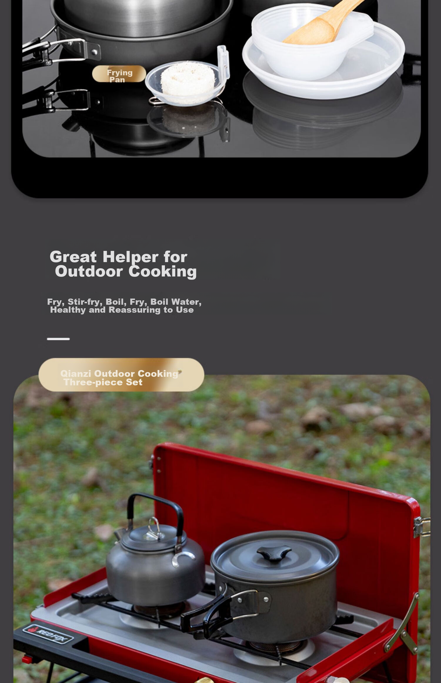 E-Rover Outdoor Cookware Set, Camping Stove Pot, Picnic Cooking Utensils, Frying Pan with Cover, Large Outdoor Cooking Equipment for Camping 2