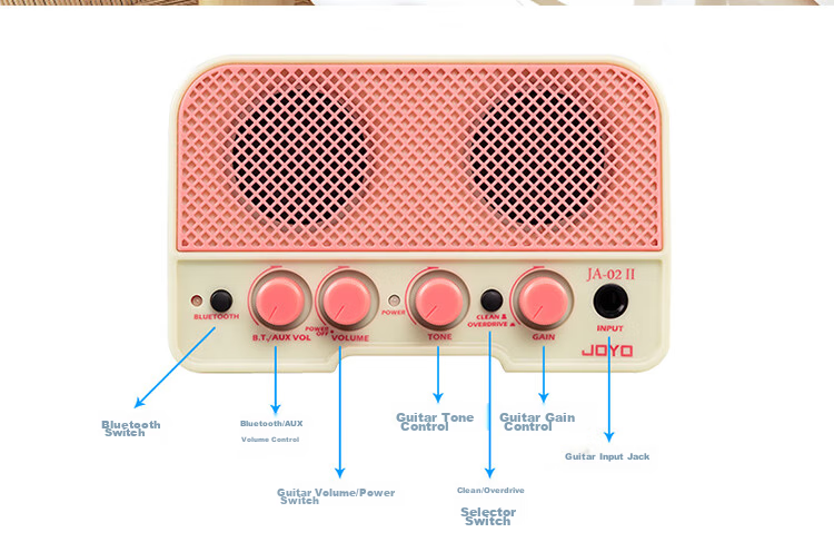 JOYO JA-02II Bluetooth Mini Smart Instrument Speaker, Universal Rechargeable Speaker for Ukulele And Guitar, Haitian Sky 11