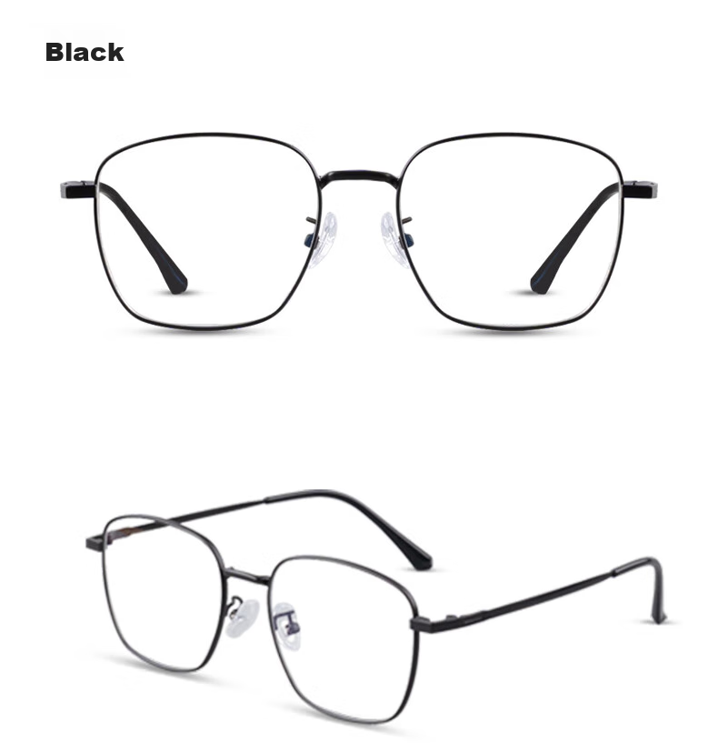 VGO Anti-Blue Light And Radiation Protection Glasses for Men And Women, Titanium Frame Non-Prescription Glasses for Online Classes, Protective Eyewear for Myopia, Frame 10077 Black Silver 12