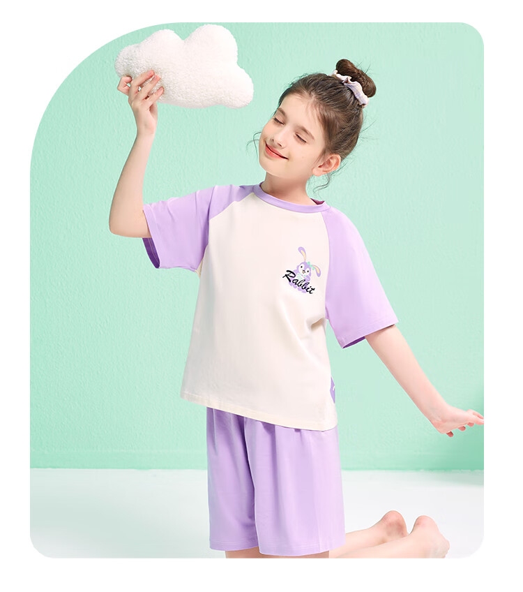 Nanjiren [Clearance Sale] Children's Pajamas for Boys, Summer Thin Cotton Sleepwear Set, for Older Kids 15