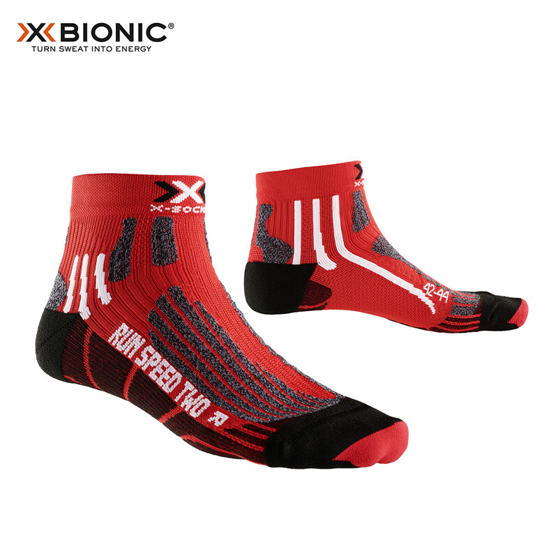 XBIONIC Outdoor Running Race Quick-Dry Athletic Short Socks V2.0 R018 Red/black, 22.5cm-24(35-38)