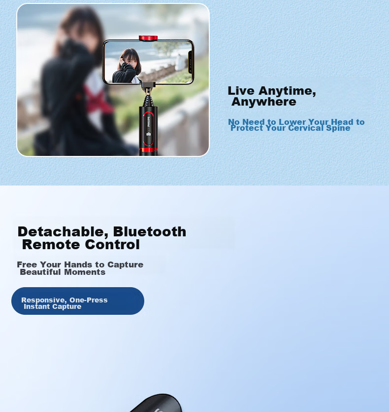 Feilipu [Portable All-In] Selfie Stick, Telescopic Tripod, Anti-Shake Device, 360-Degree Rotation, Multifunctional Outdoor Travel Phone Stand, Bluetooth Remote Control DLK5305 7