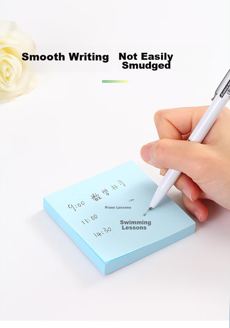 COMIX 12 Packs Colorful Sticky Notes, Adhesive Memo Pads, 76*101mm Large Size, Self-Adhesive Message Paper/Note Pads, Office Supplies, D5003 Yellow 7